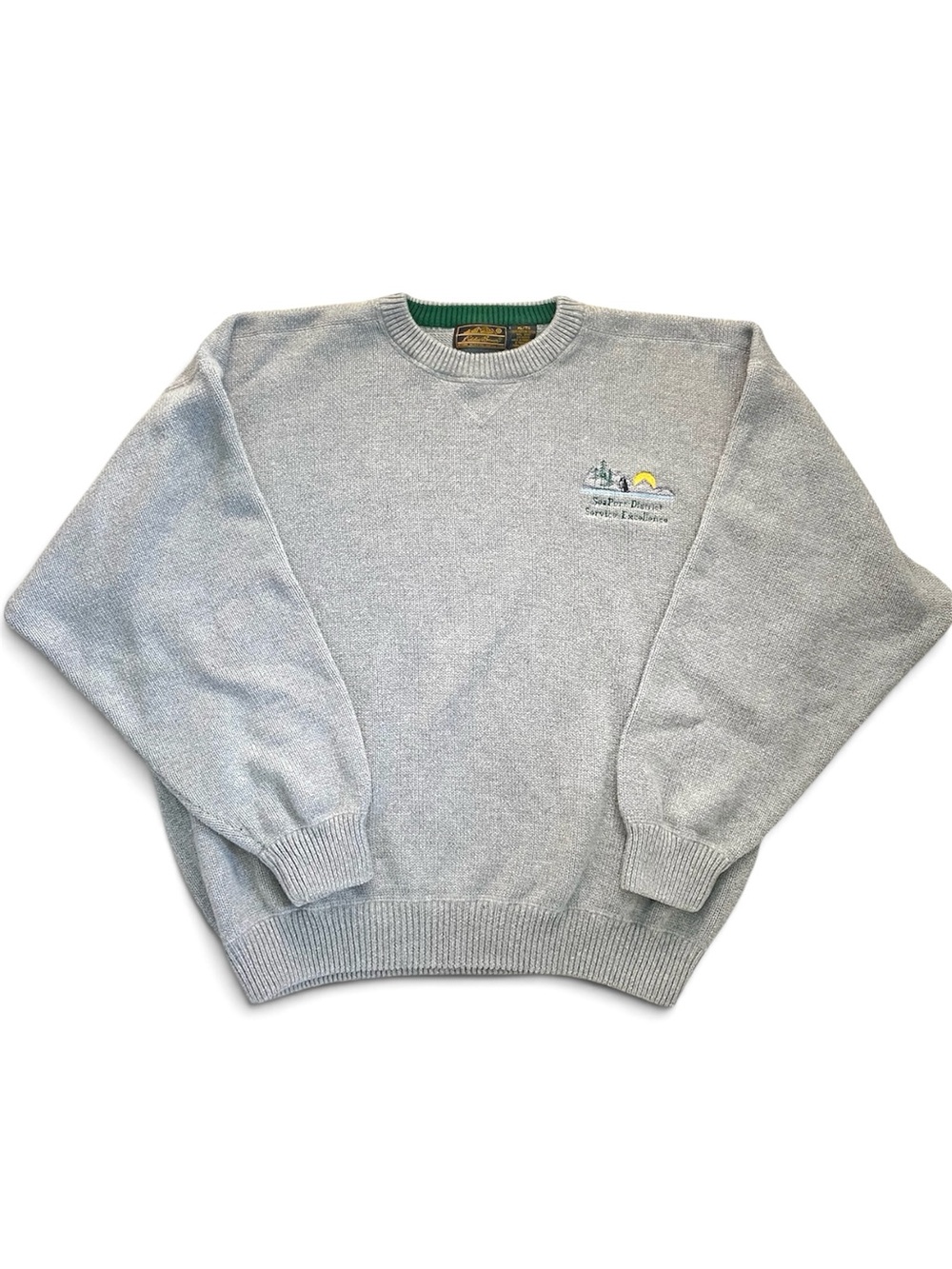 Vintage 1990s Eddie Bauer 100% Cotton Gray Crewneck Sweater, Seaport, Men’s XL